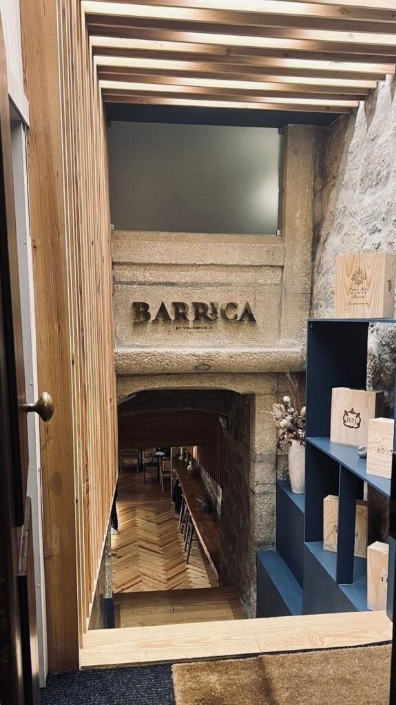 The exterior door of Barrica, showcasing the restaurant's distinctive branding