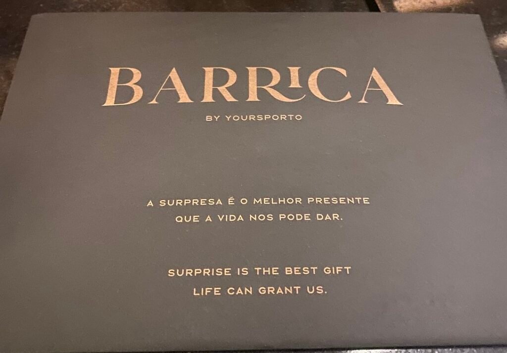 Barrica secret menu envelope: A sealed envelope with the Barrica logo, containing the restaurant's surprise menu